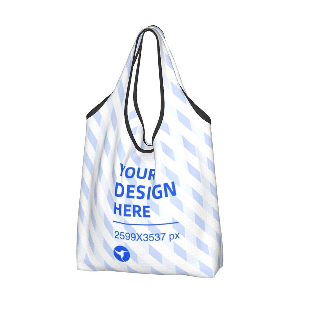 Eco-Friendly Reusable Shopping Bag - Durable Polyester, White with Blue Design