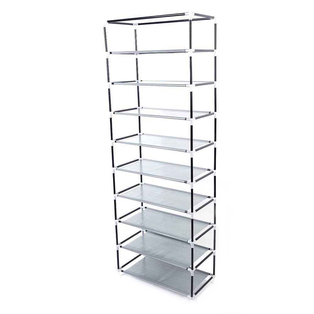 Space-Saving Neutral Coffee Shoe Rack with Fabric Cover
