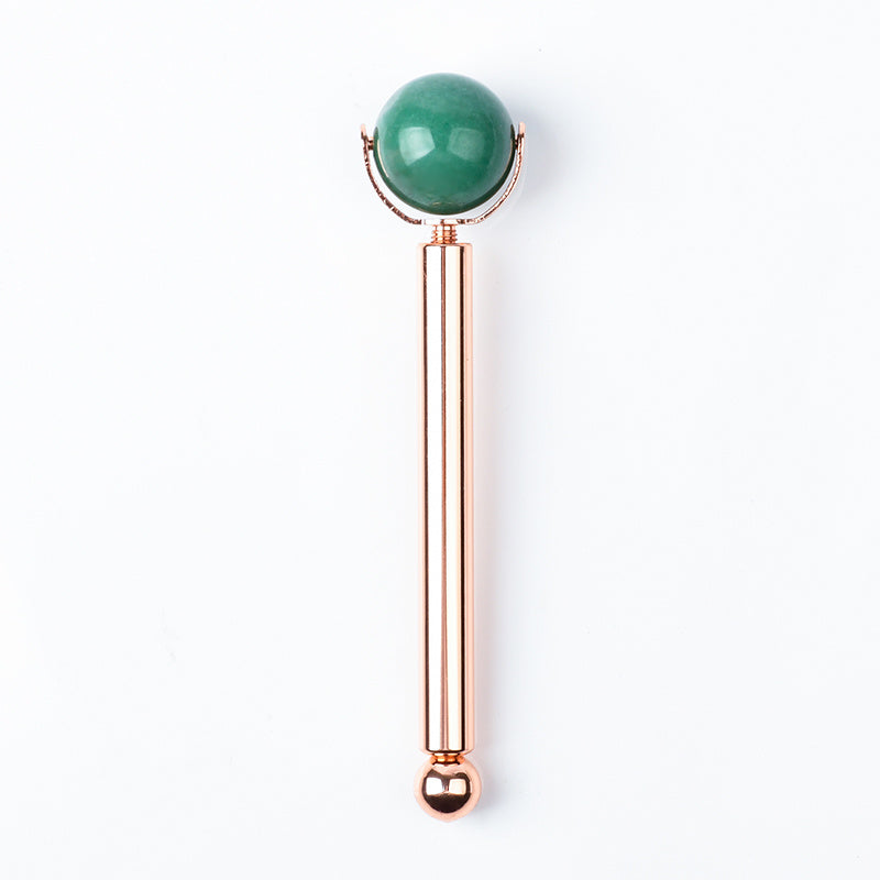 Rose Gold Facial Roller with Interchangeable Stone Heads for Wellness