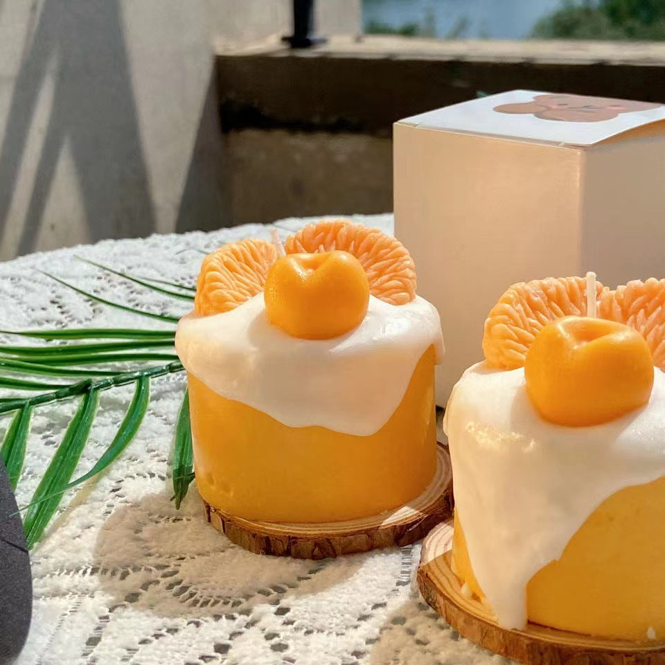 Eco-Friendly Decorative Candle - Orange & White Fruit Design