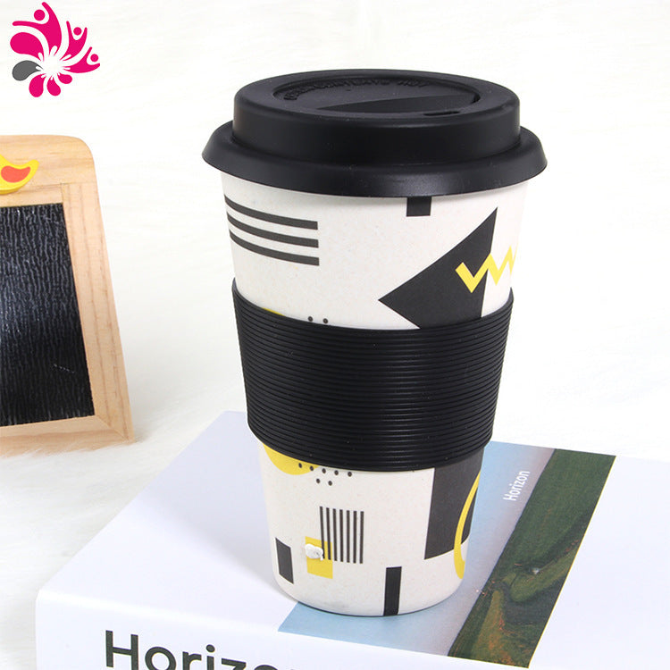 Eco-Friendly Reusable Travel Mug - Multicolored Floral with Pink Lid
