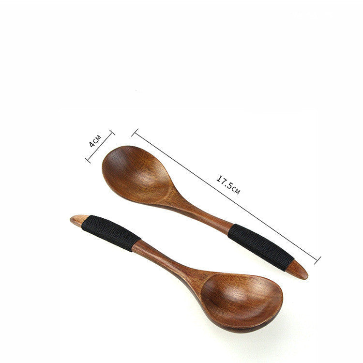 Eco-Friendly Wooden Spoons with Red and Black Handle Wraps