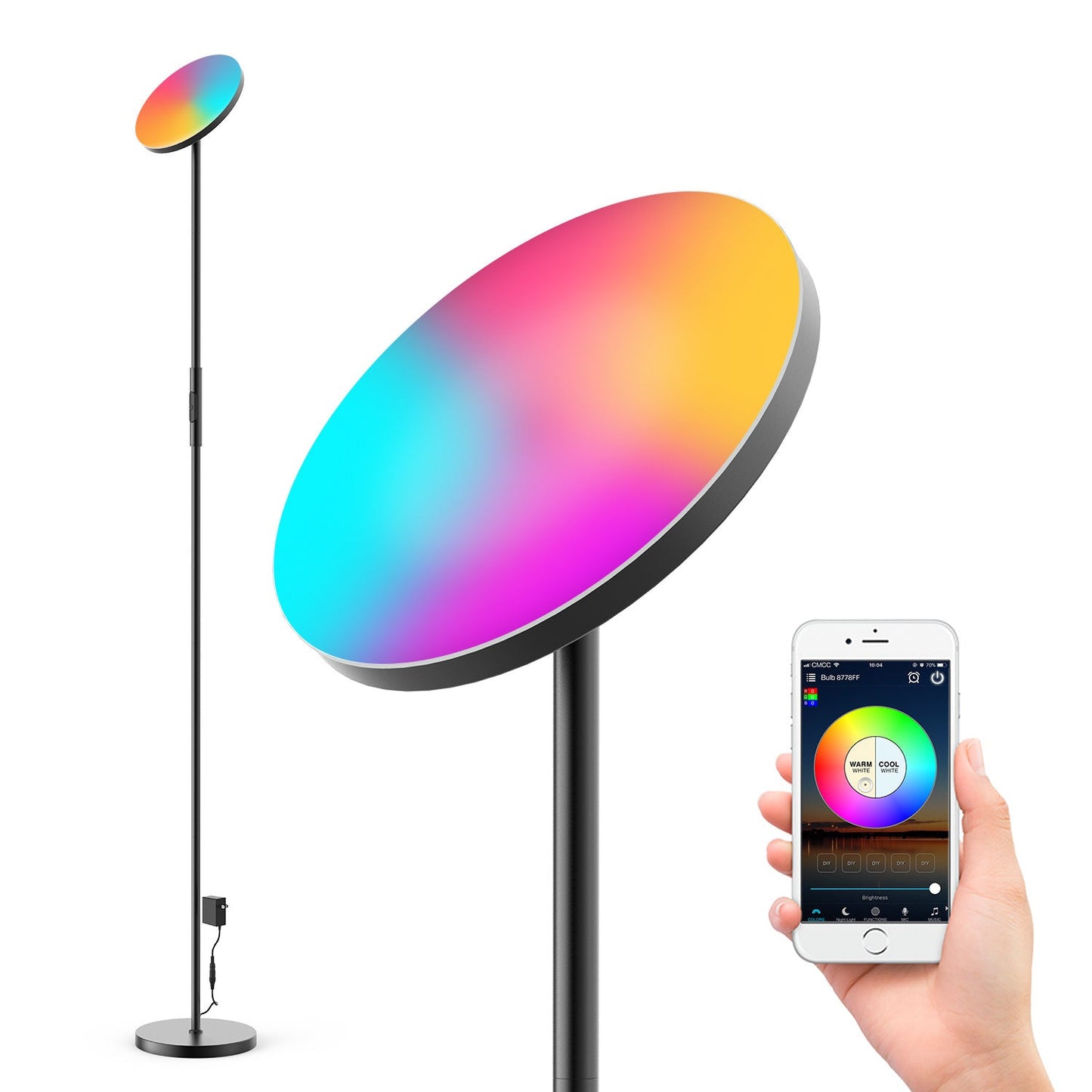 Energy-Efficient Multicolor LED Floor Lamp with Adjustable Angles