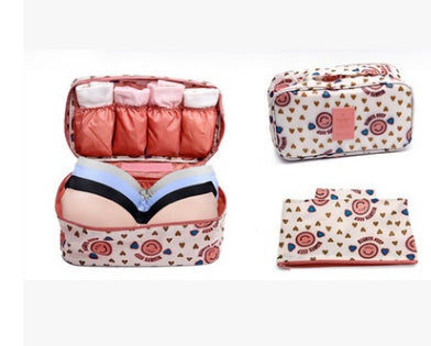 Eco-Friendly Travel Underwear Organizer Bag - Blue Floral Pattern