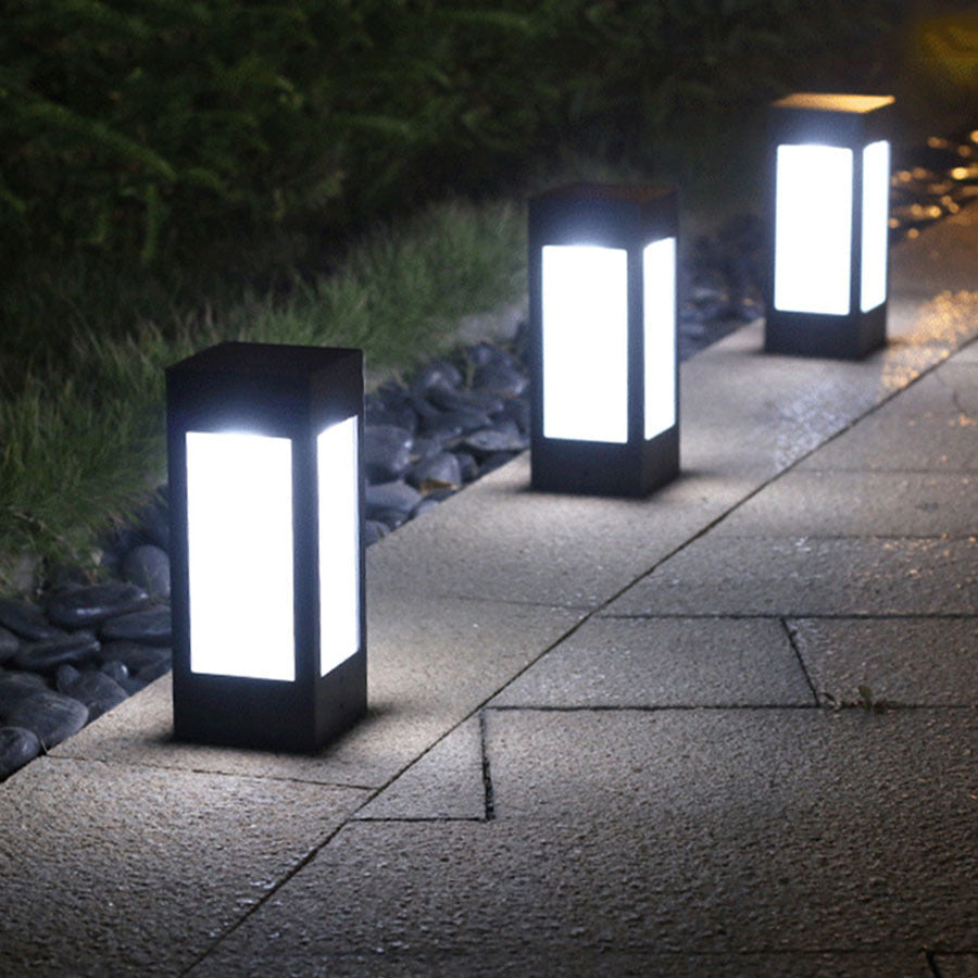 Solar-Powered Outdoor Pathway Lights - Eco-Friendly Square Lantern Design