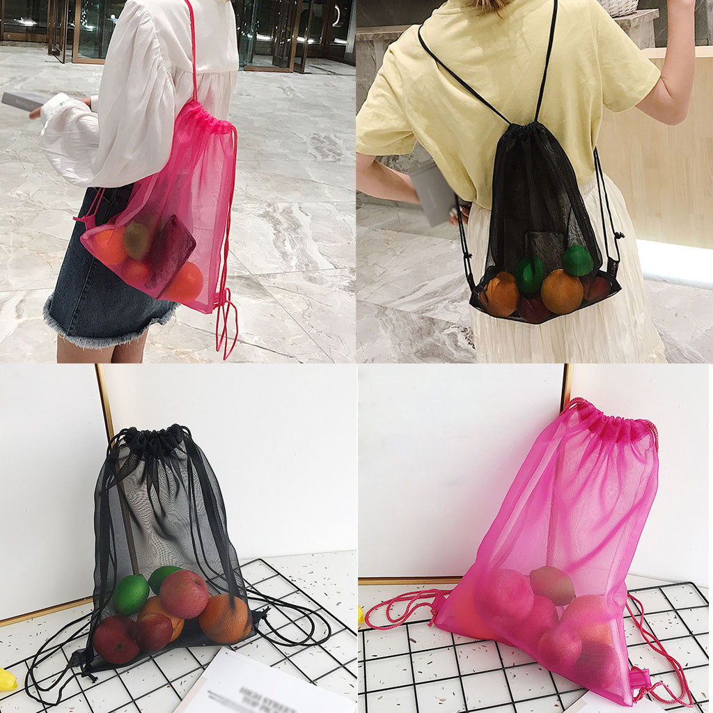 Eco-Friendly Reusable Produce Bag - Black Mesh, Medium Size