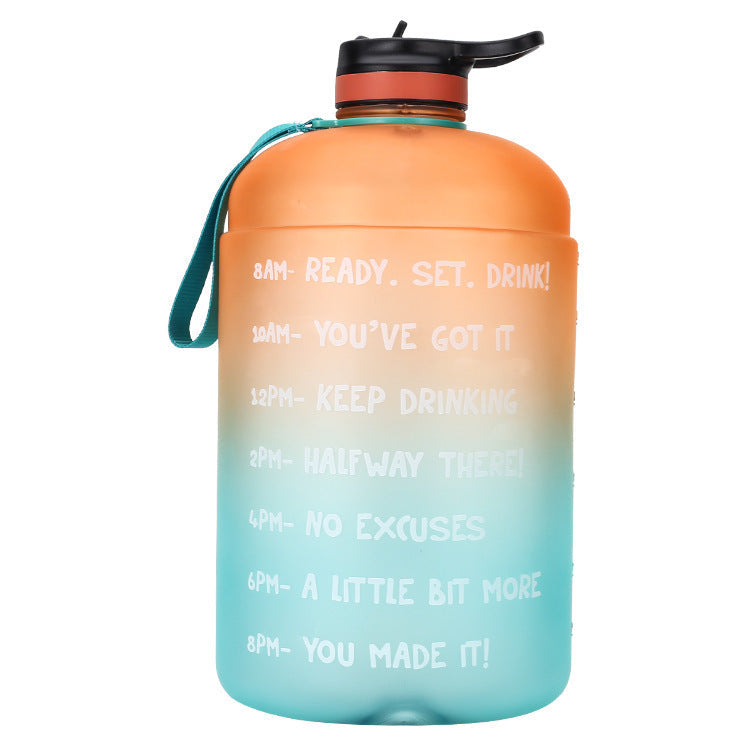 Large Gradient Pink to Blue Water Bottle with Time Markers