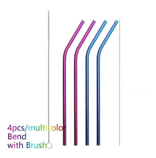 Eco-Friendly Reusable Metal Straws - Assorted Colors, Stainless Steel