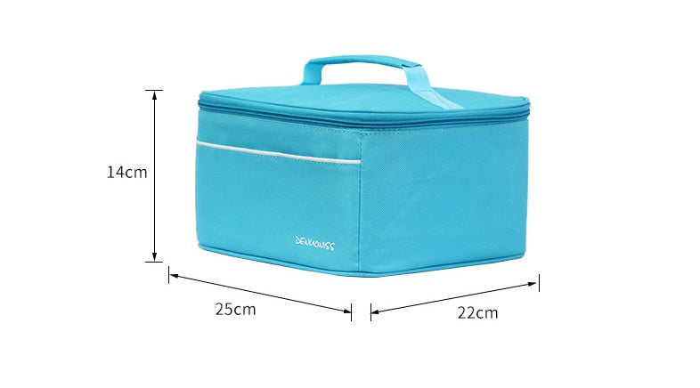 Eco-Friendly Travel Toiletry Bag - Blue Canvas with Brown Accents