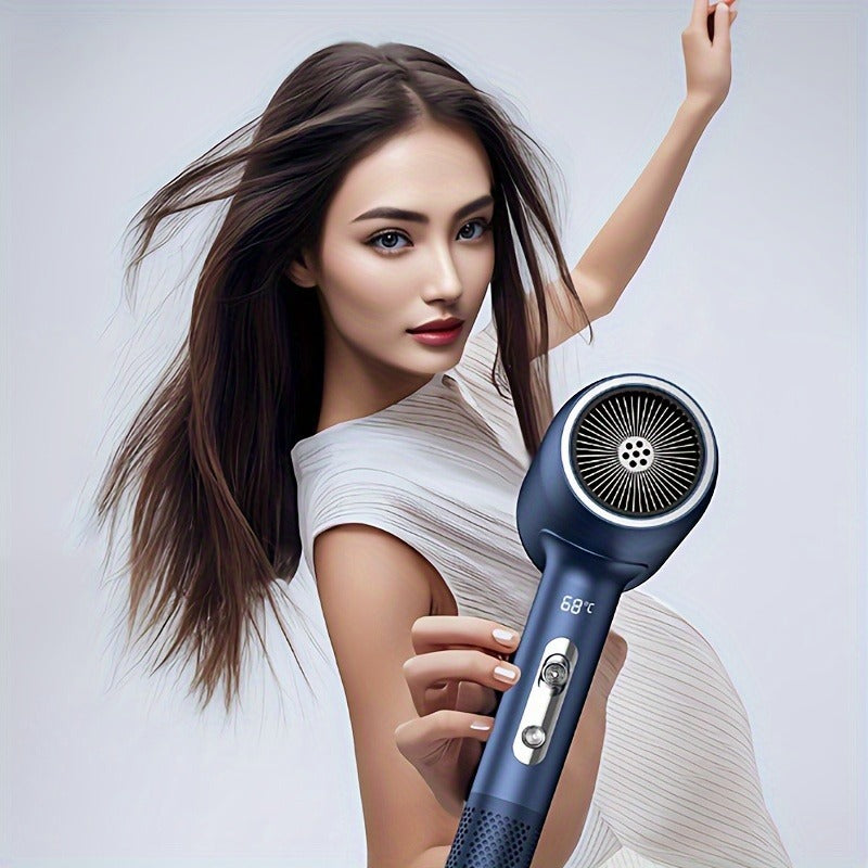 Energy-Efficient Blue Hair Dryer with Digital Display