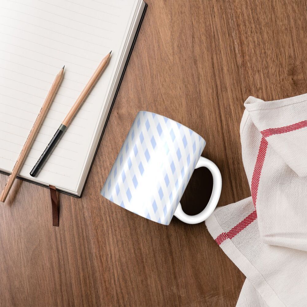 Eco-Friendly Ceramic Mug with Blue Stripes - Sustainable & Reusable