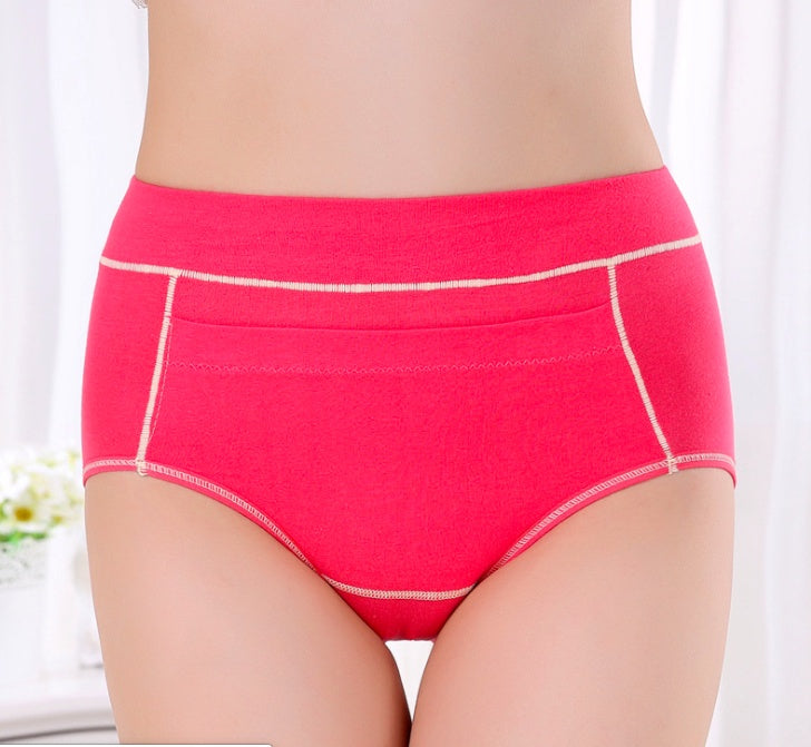 Women's Cotton Briefs with Front Pocket - Light Blue with Pink Stitching