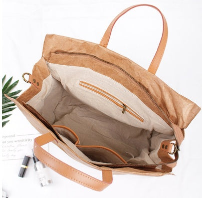 Eco-Friendly Black Tote Bag with Brown Handles - Sustainable Daily Use