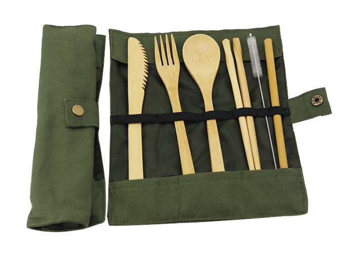 Eco-Friendly Bamboo Reusable Cutlery Set with Portable Pouch