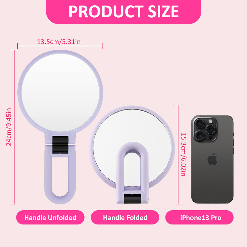Portable Light Purple Folding Makeup Mirror - Eco-Friendly, Durable, Compact
