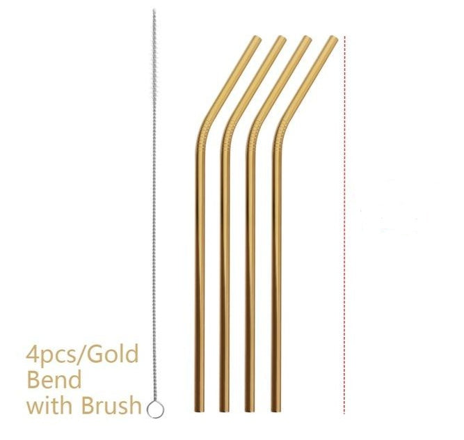 Eco-Friendly Reusable Metal Straws - Assorted Colors, Stainless Steel