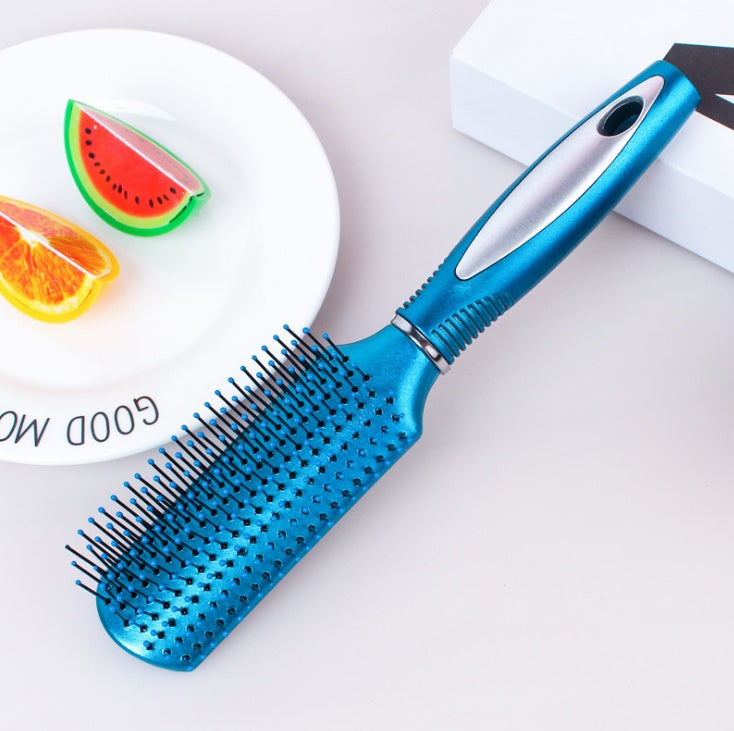 Teal Teardrop Hairbrush with Metal Bristles for Eco-Friendly Hair Care