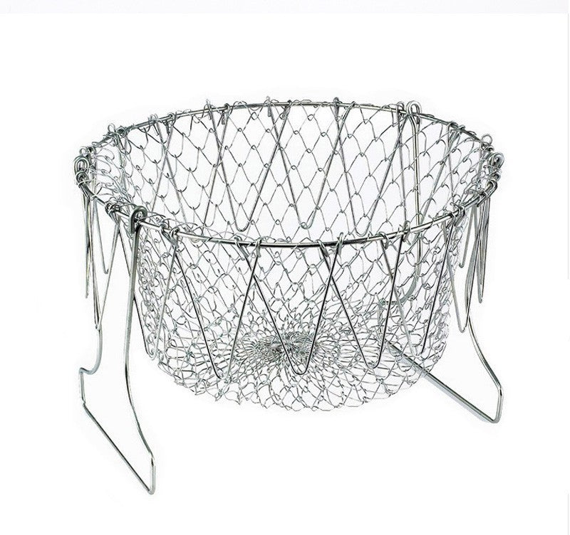 Collapsible Stainless Steel Cooking Basket - Eco-Friendly Kitchen Tool