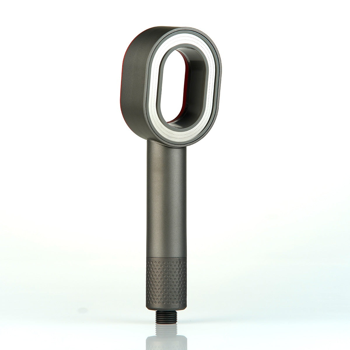 Water-Saving Silver Handheld Shower Head with Red Nozzle