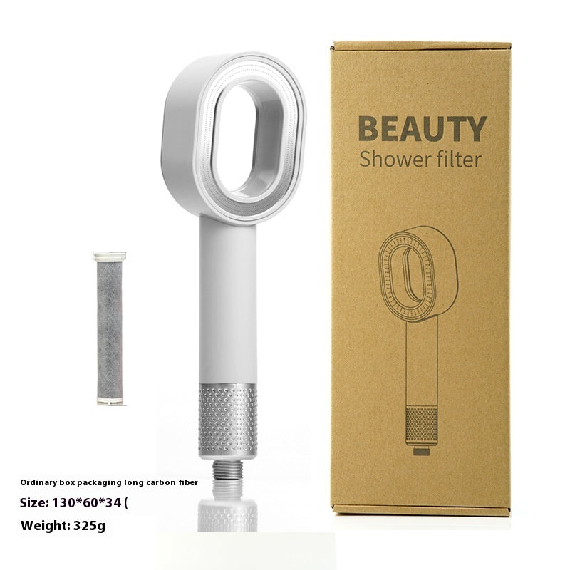 Water-Saving Silver Handheld Shower Head with Red Nozzle