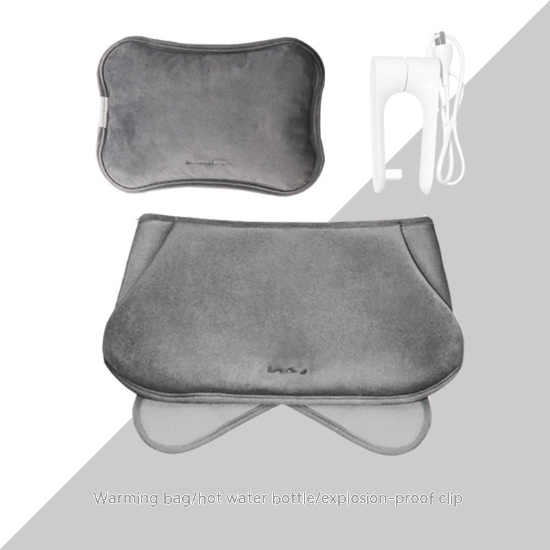 Eco-Friendly Electric Hot Water Bottle - Dark Green Fabric-Covered