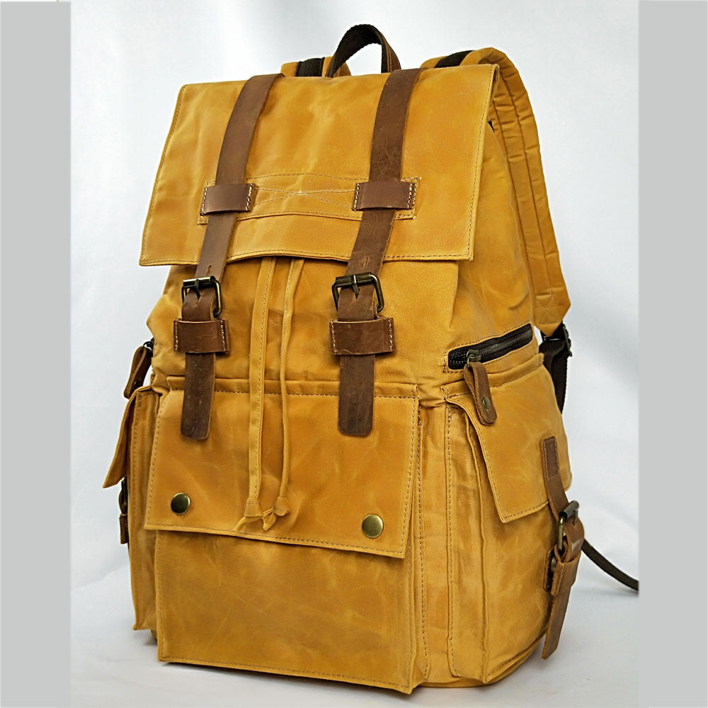 Eco-Friendly Canvas Backpack with Leather Straps