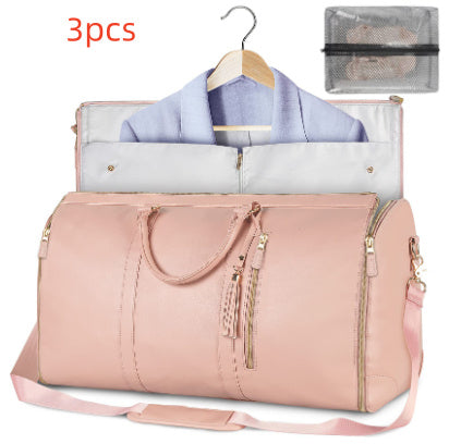 Versatile Light Pink Garment & Duffel Bag for Eco-Friendly Travel