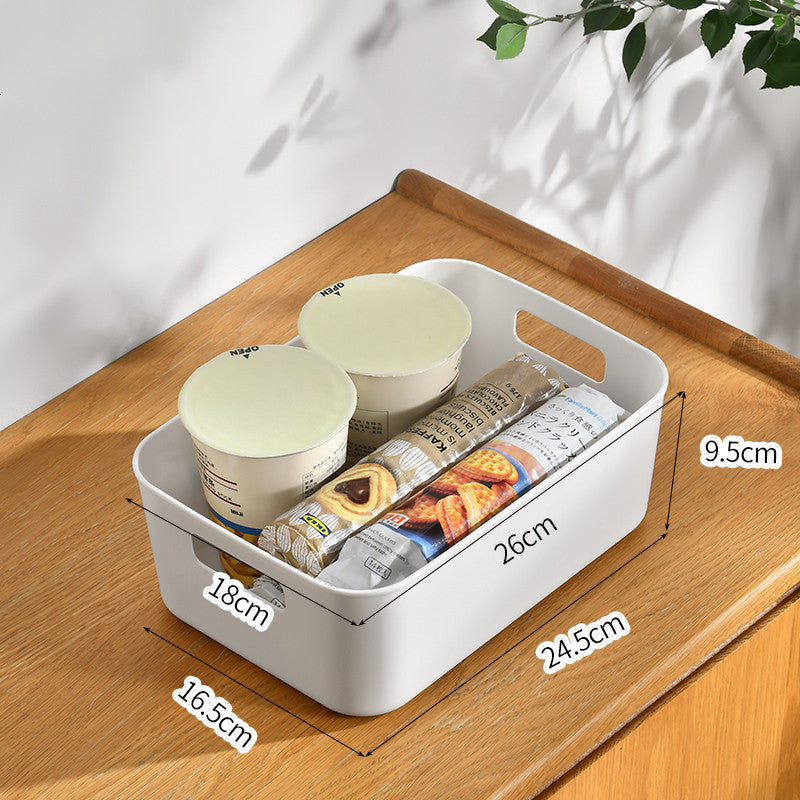 Durable White Rectangular Storage Bins with Handles for Home Organization