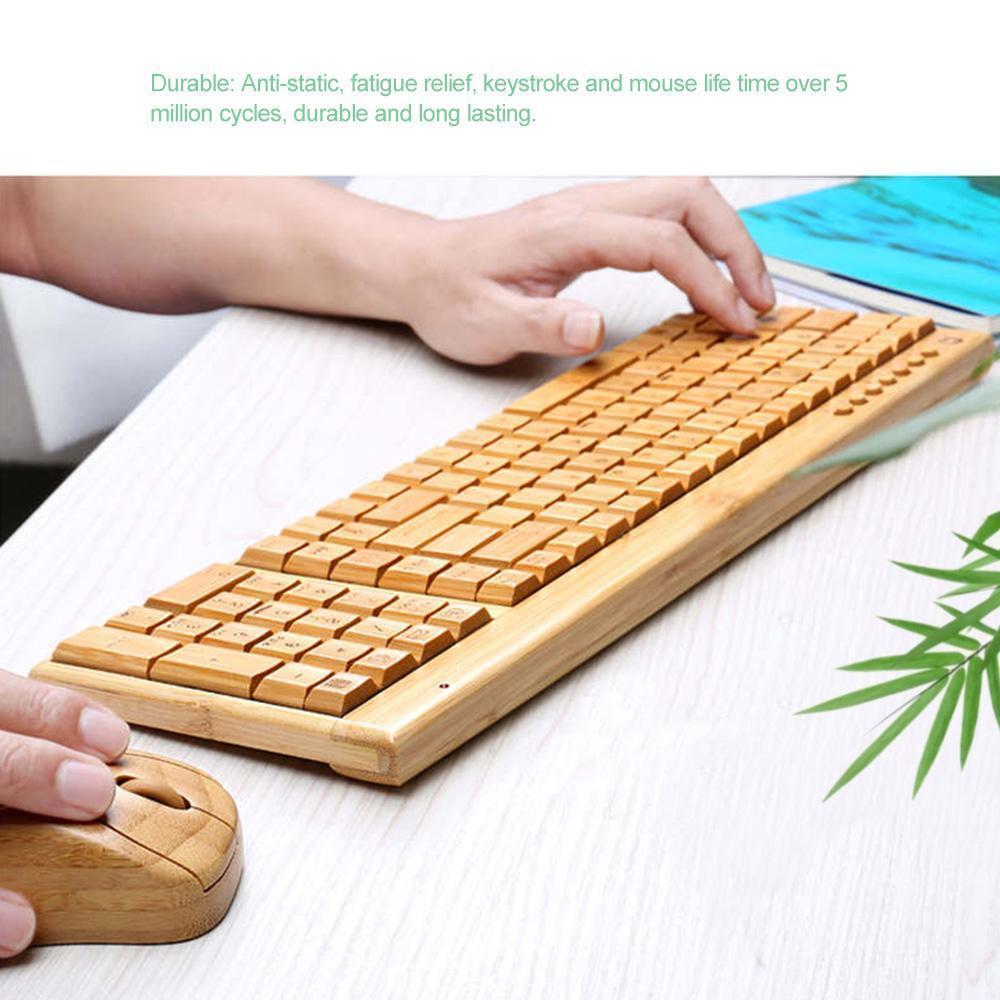 Eco-Friendly Bamboo Wireless Keyboard and Mouse Set