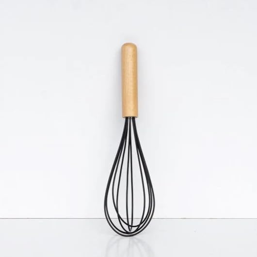 Silicone Egg Beater Hand Whisk Mixer – Nylon Head, BPA-Free, Non-Stick Kitchen Whisk with Wooden Handle – Durable, Heat-Resistant, Easy-to-Clean Whisk for Baking, Cooking, and Blending