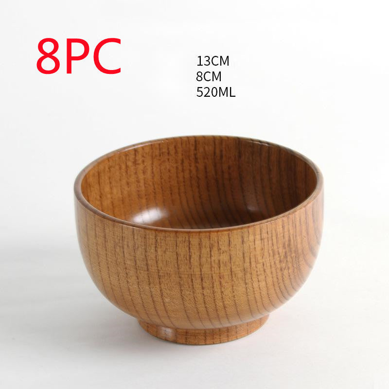 Eco-Friendly Wooden Bowls and Cup Set - Natural, Stackable, Biodegradable