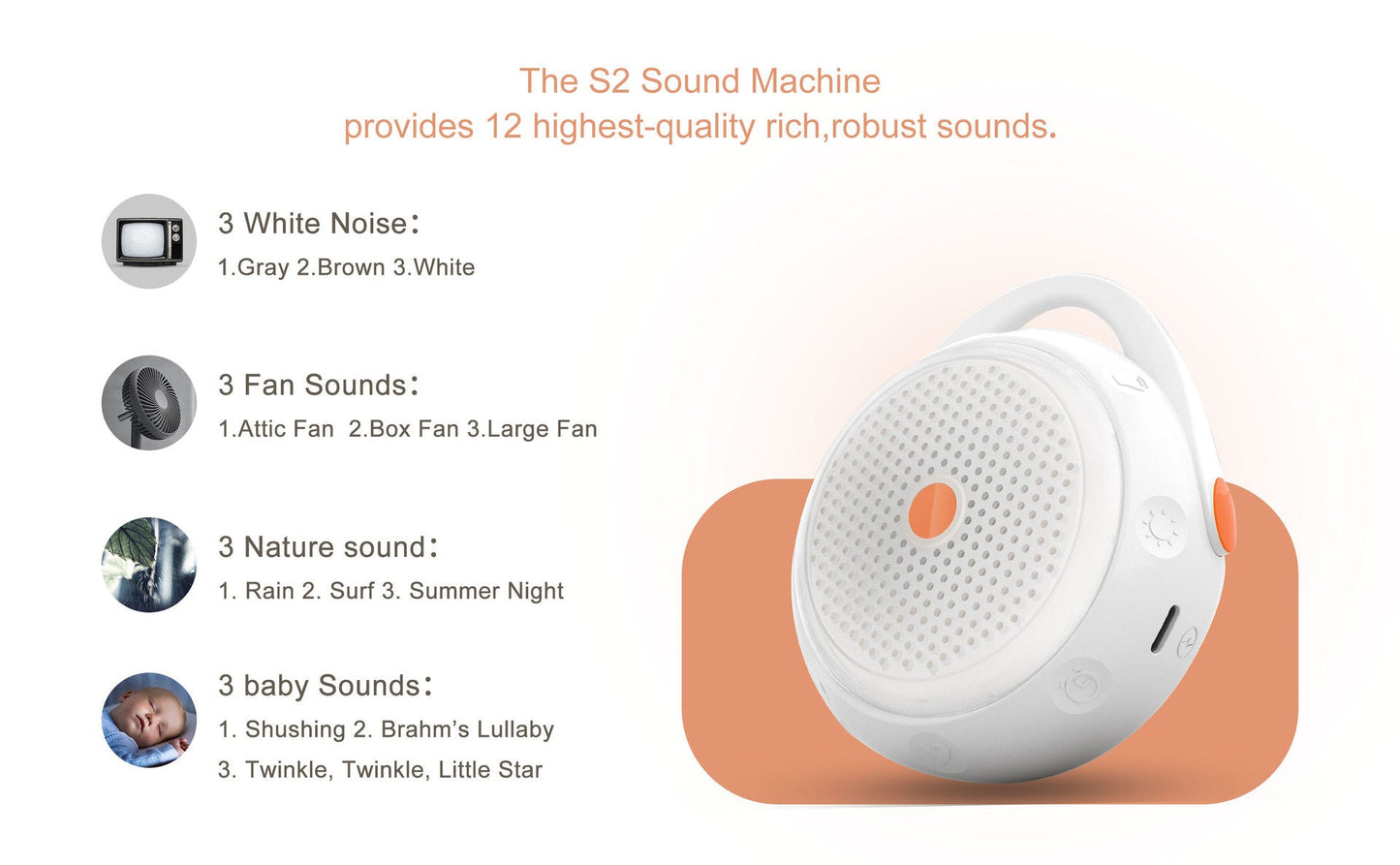 Portable White Noise Sleep Aid for Better Sleep & Relaxation