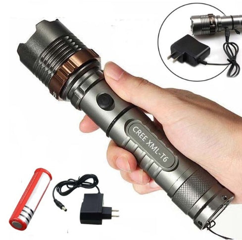 Durable Rechargeable Metallic Flashlight with Eco-Friendly Design