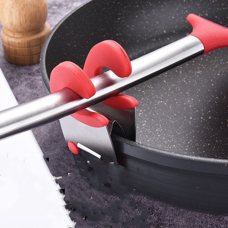 Red and White Silicone Spoon Holder Clip for Mess-Free Cooking