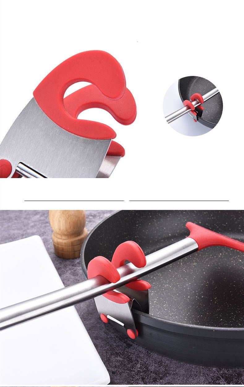 Red and White Silicone Spoon Holder Clip for Mess-Free Cooking