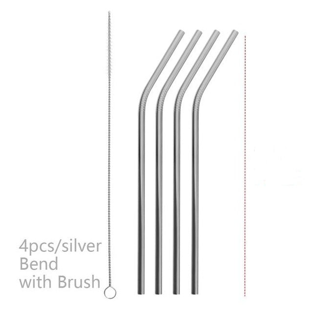 Eco-Friendly Reusable Metal Straws - Assorted Colors, Stainless Steel