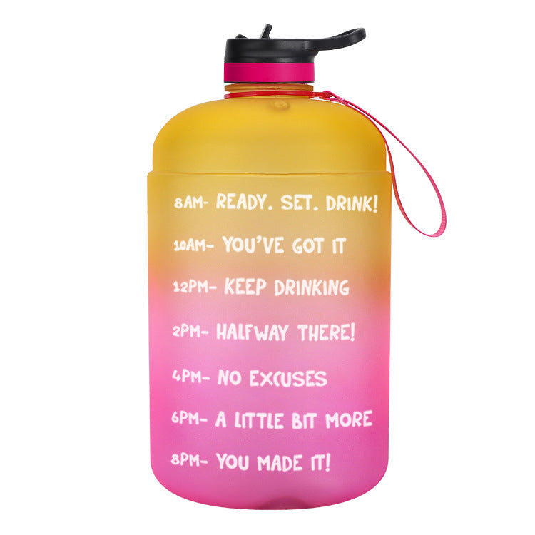 Large Gradient Pink to Blue Water Bottle with Time Markers