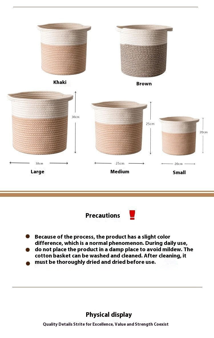 Eco-Friendly Cylindrical Storage Baskets Set - Beige & White