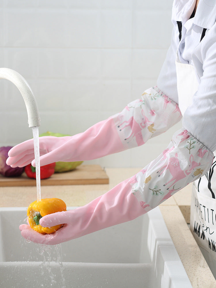 Eco-Friendly Reusable Dishwashing Gloves - Light Green, Durable, Biodegradable