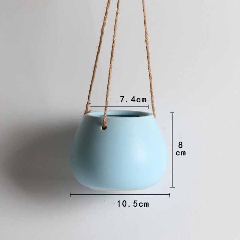 Eco-Friendly Light Pink Ceramic Hanging Planter