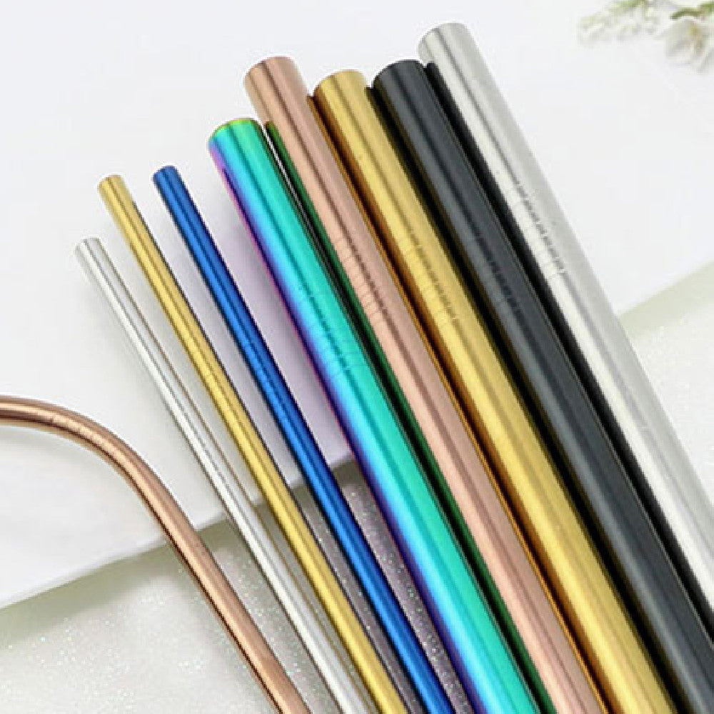 Iridescent Rainbow Stainless Steel Reusable Straws - Eco-Friendly Drinking Solution