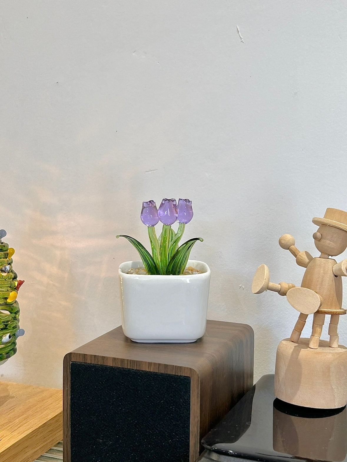 Eco-Friendly Glass Flower Arrangement in Ceramic Pots