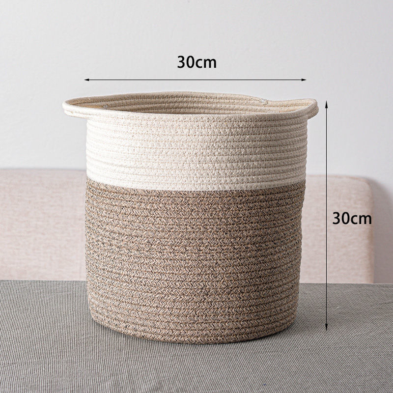 Eco-Friendly Cylindrical Storage Baskets Set - Beige & White