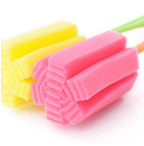Eco-Friendly Bottle Cleaning Brush with Reusable Sponge and Plastic Handle