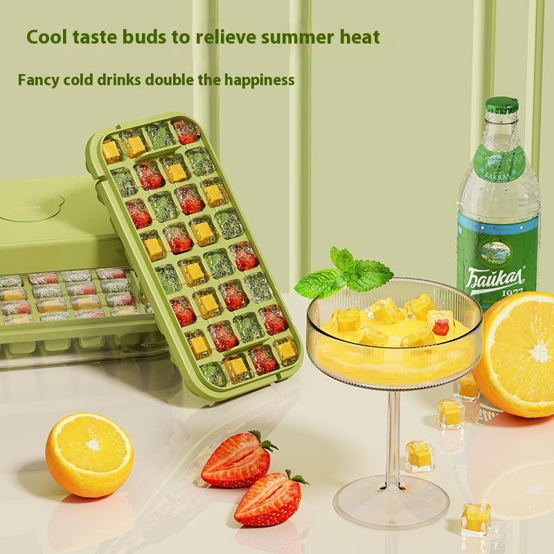 Eco-Friendly Ice Cube Tray and Storage Box Set - Green Lid, Reusable, Sustainable