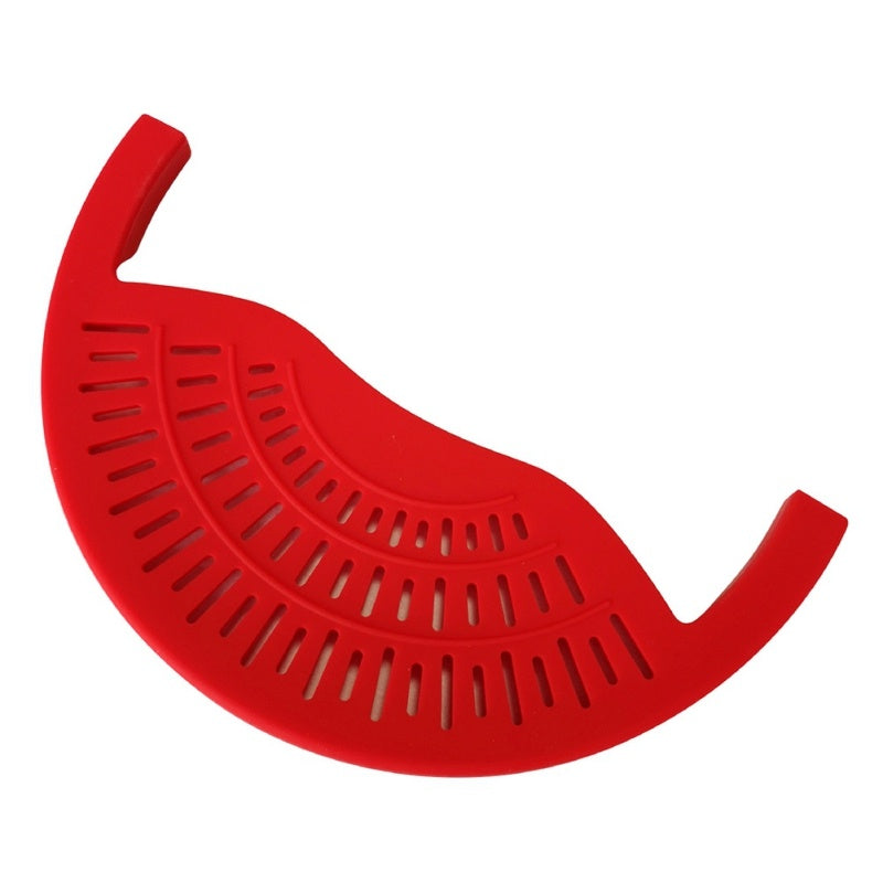 Eco-Friendly Clip-On Pot Strainer - Green Silicone Kitchen Tool