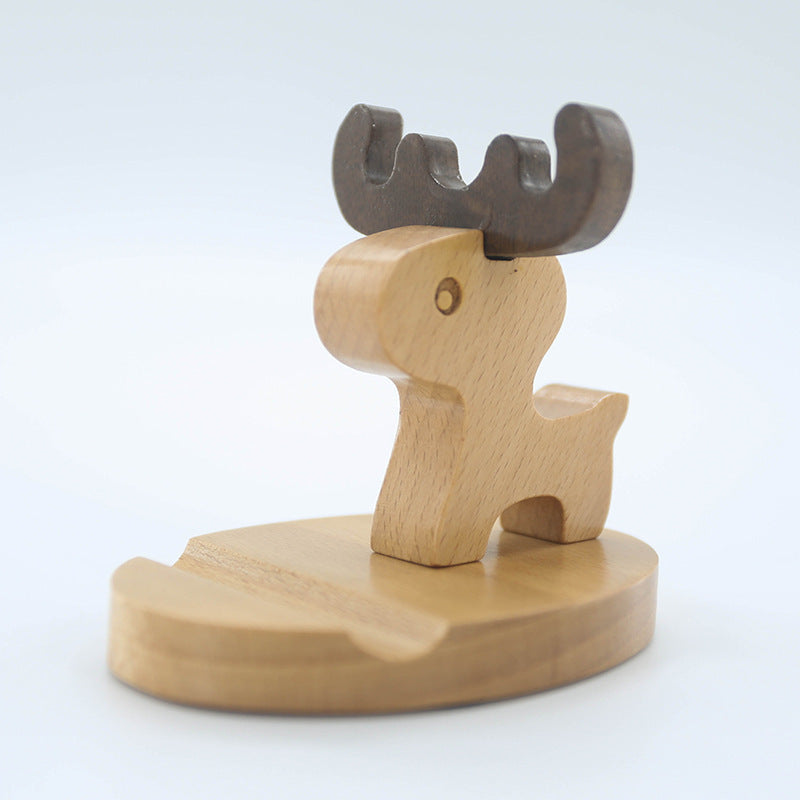 Dinosaur-Shaped Eco-Friendly Wooden Phone Stand