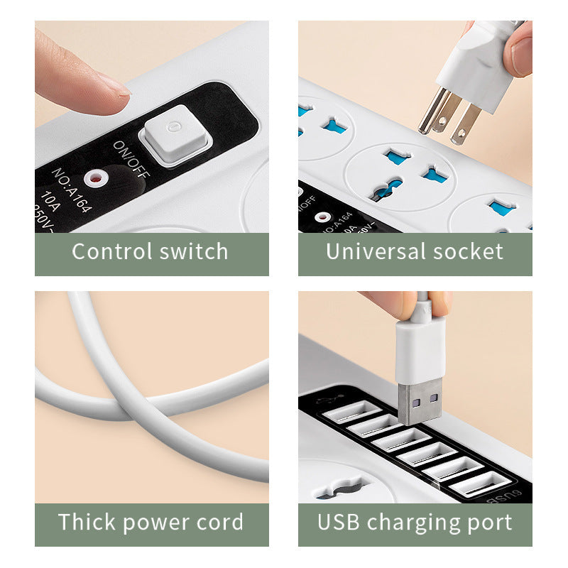 Smart Power Strip with USB Ports - Energy-Saving Multi-Outlet Solution