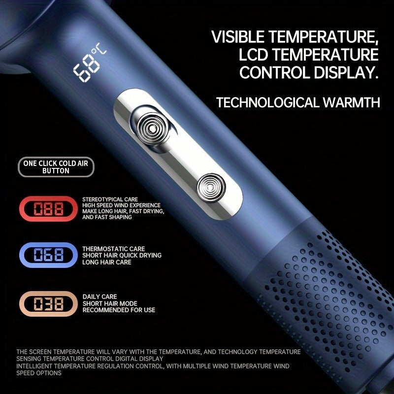 Energy-Efficient Blue Hair Dryer with Digital Display