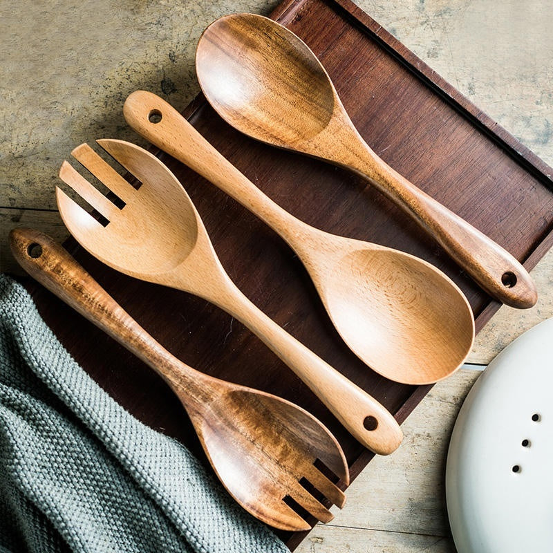 Eco-Friendly Wooden Kitchen Utensils Set